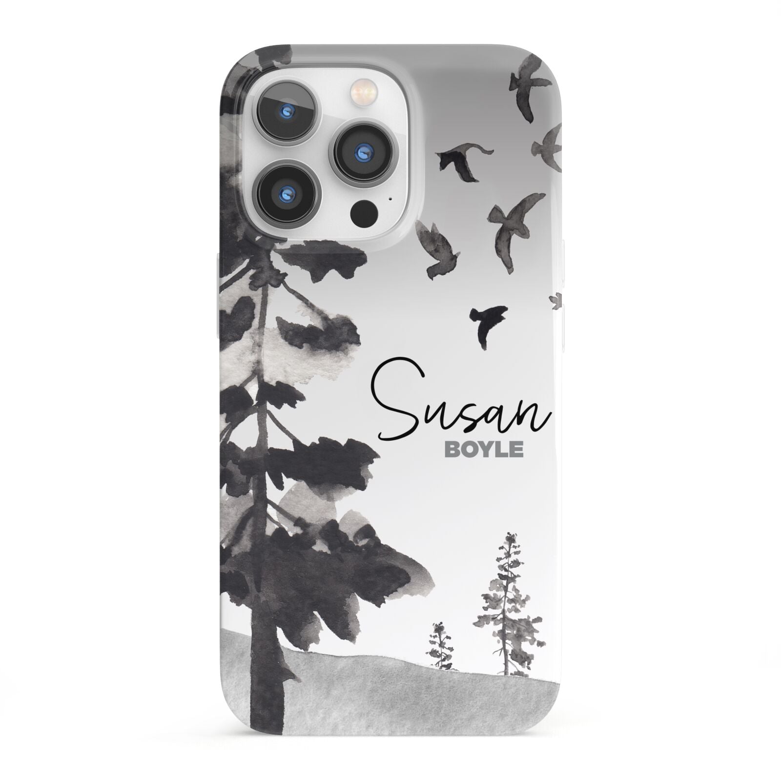Personalised Monochrome Forest iPhone 13 Pro Full Wrap 3D Snap Case