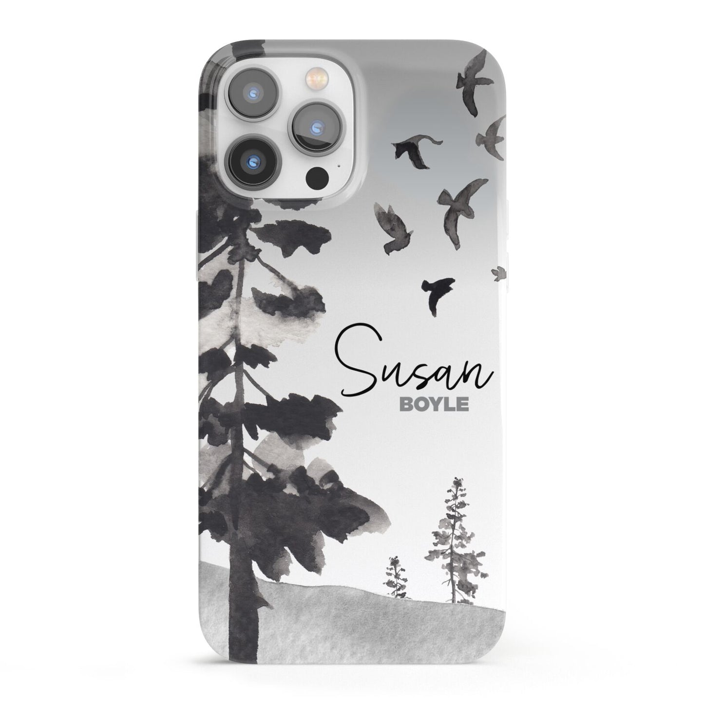 Personalised Monochrome Forest iPhone 13 Pro Max Full Wrap 3D Snap Case
