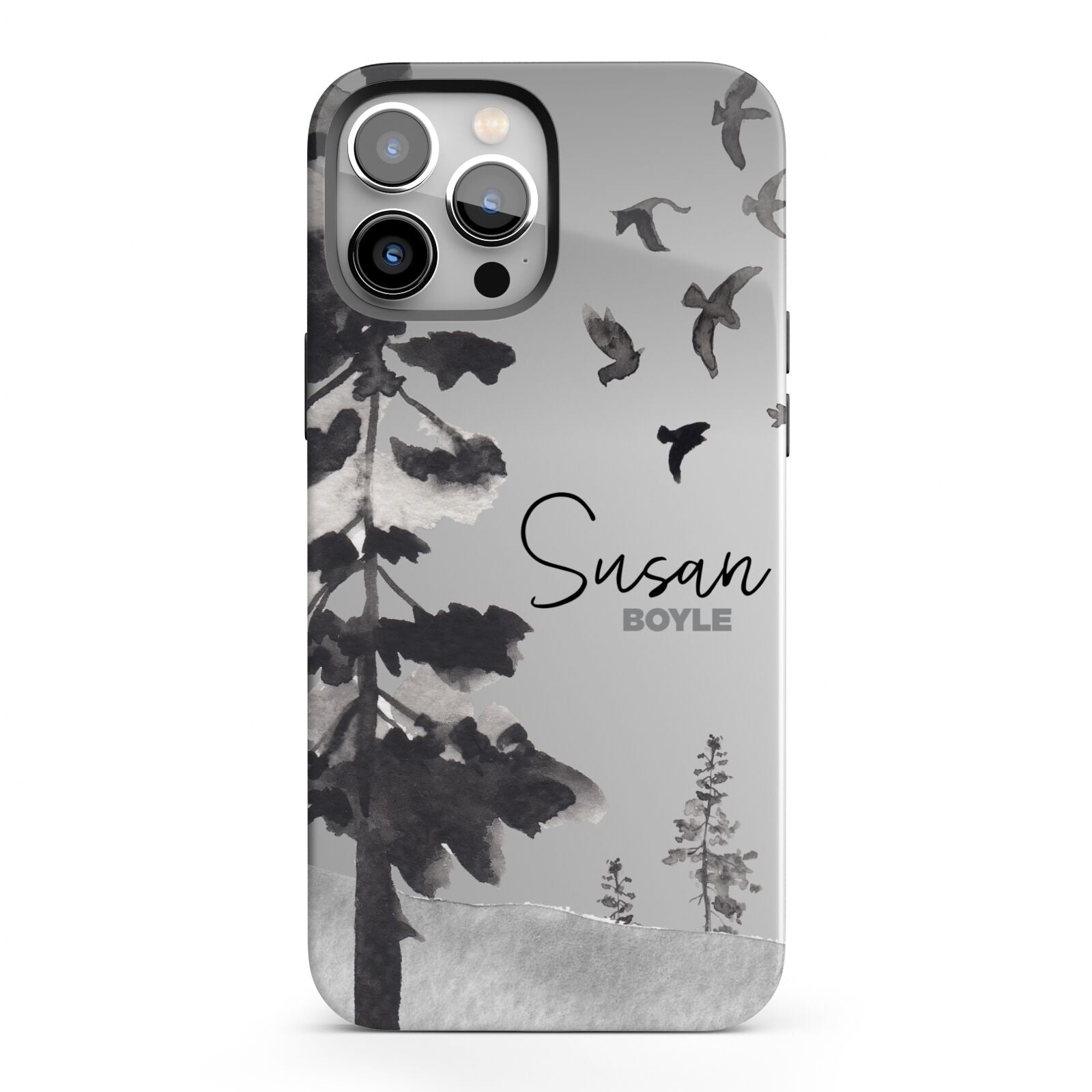 Personalised Monochrome Forest iPhone 13 Pro Max Full Wrap 3D Tough Case