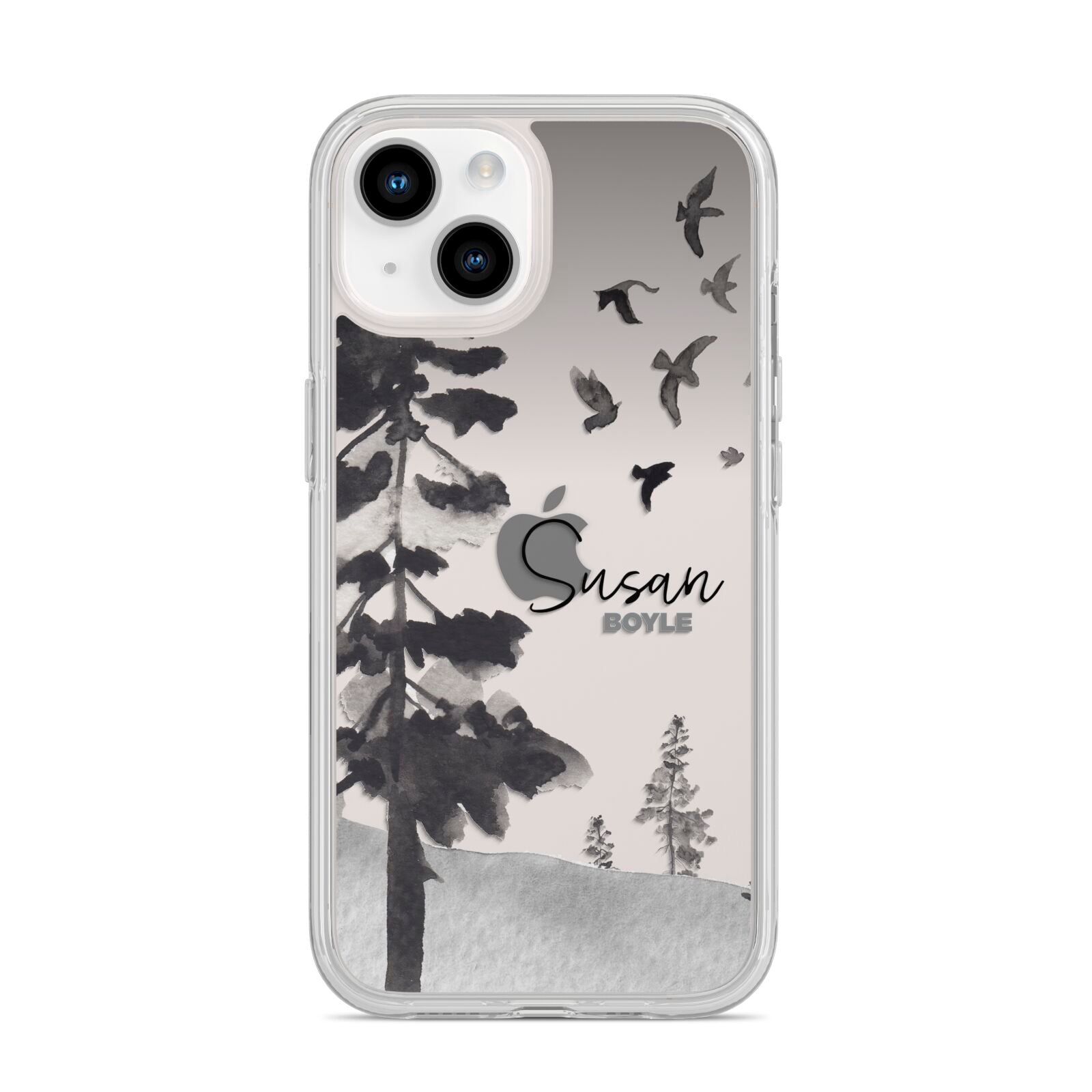 Personalised Monochrome Forest iPhone 14 Clear Tough Case Starlight