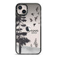 Personalised Monochrome Forest iPhone 14 Plus Black Impact Case on Silver phone