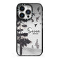 Personalised Monochrome Forest iPhone 14 Pro Black Impact Case on Silver phone