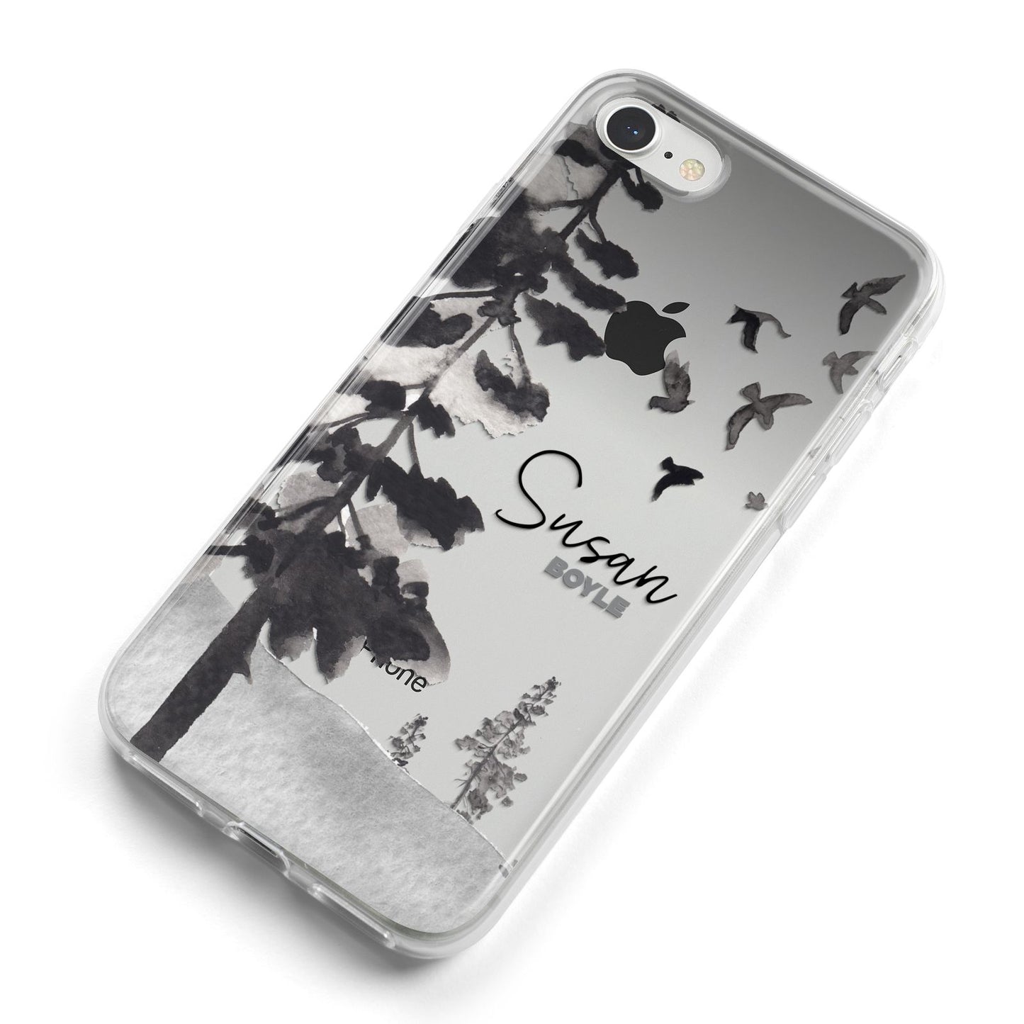 Personalised Monochrome Forest iPhone 8 Bumper Case on Silver iPhone Alternative Image