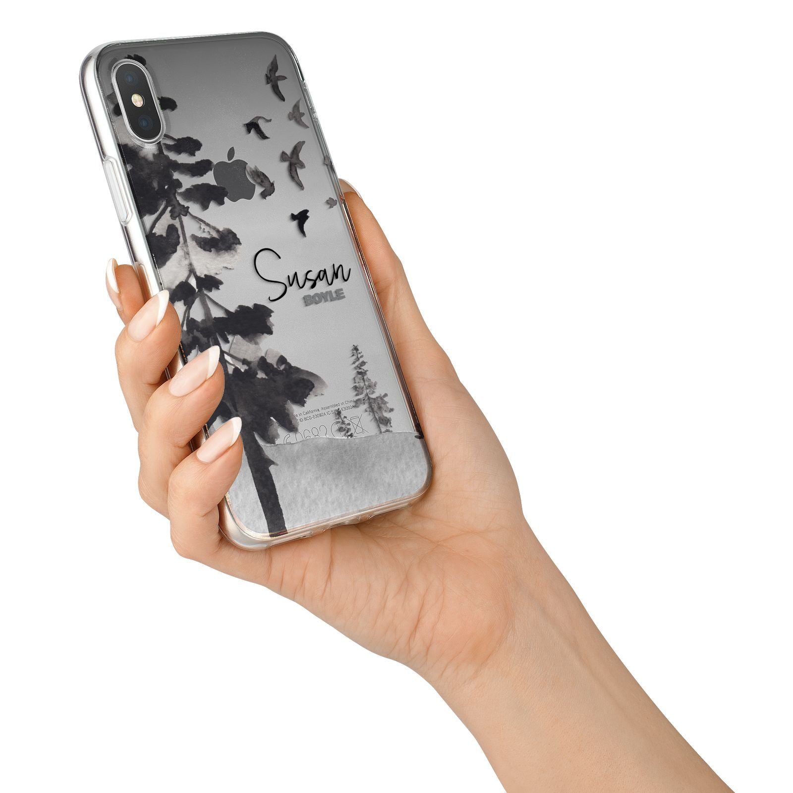 Personalised Monochrome Forest iPhone X Bumper Case on Silver iPhone Alternative Image 2