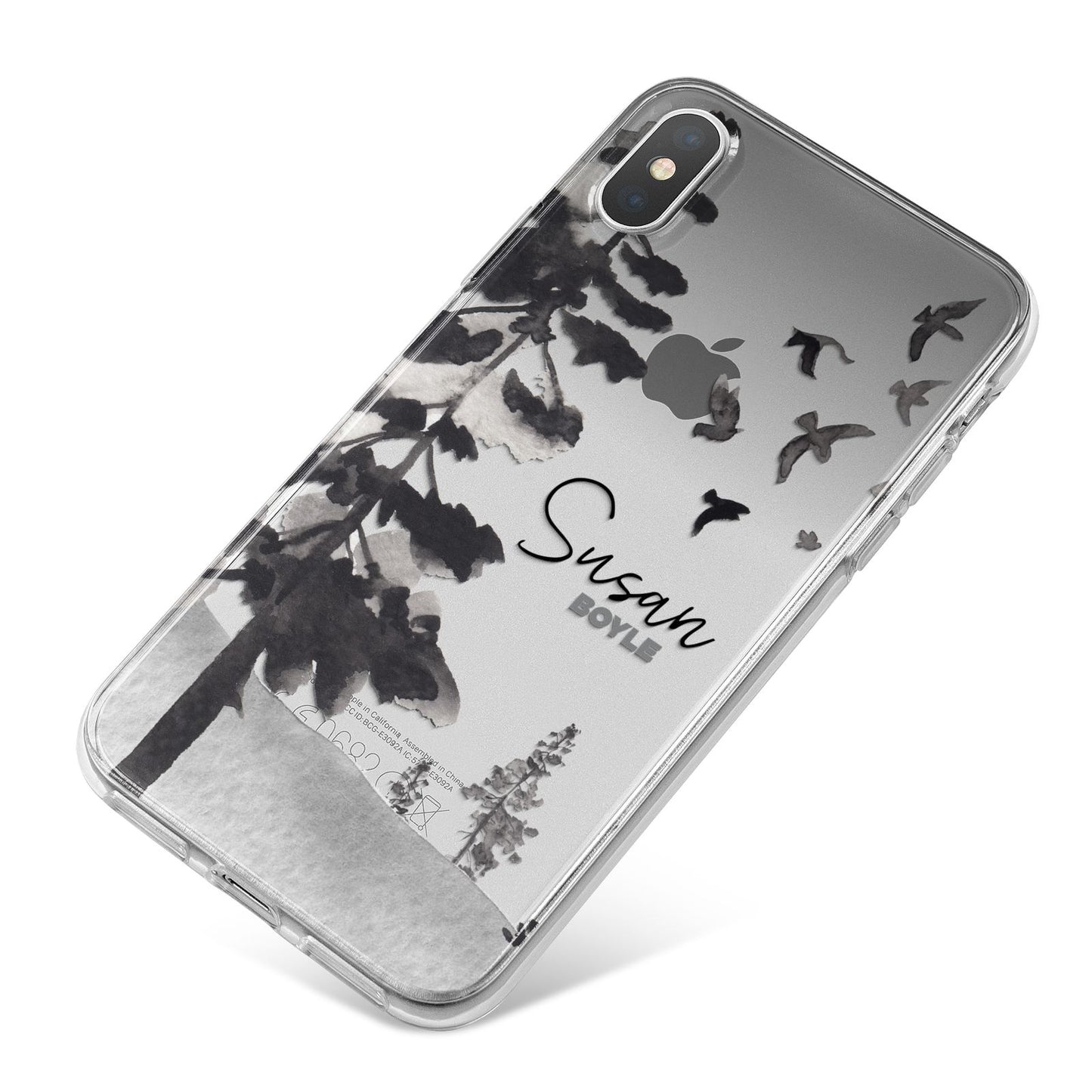 Personalised Monochrome Forest iPhone X Bumper Case on Silver iPhone