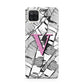 Personalised Monochrome Monstera Pink Initial Samsung A12 Case