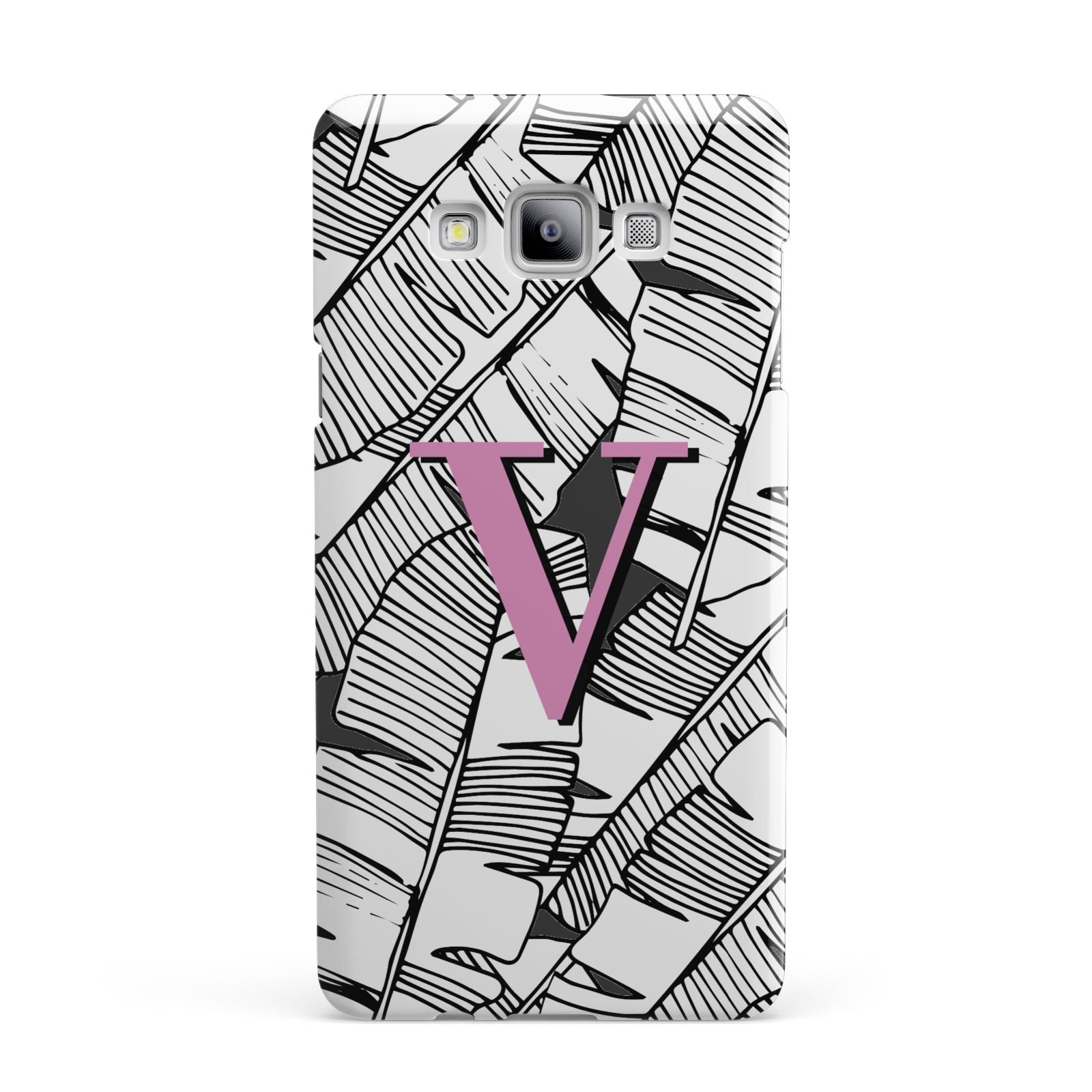 Personalised Monochrome Monstera Pink Initial Samsung Galaxy A7 2015 Case