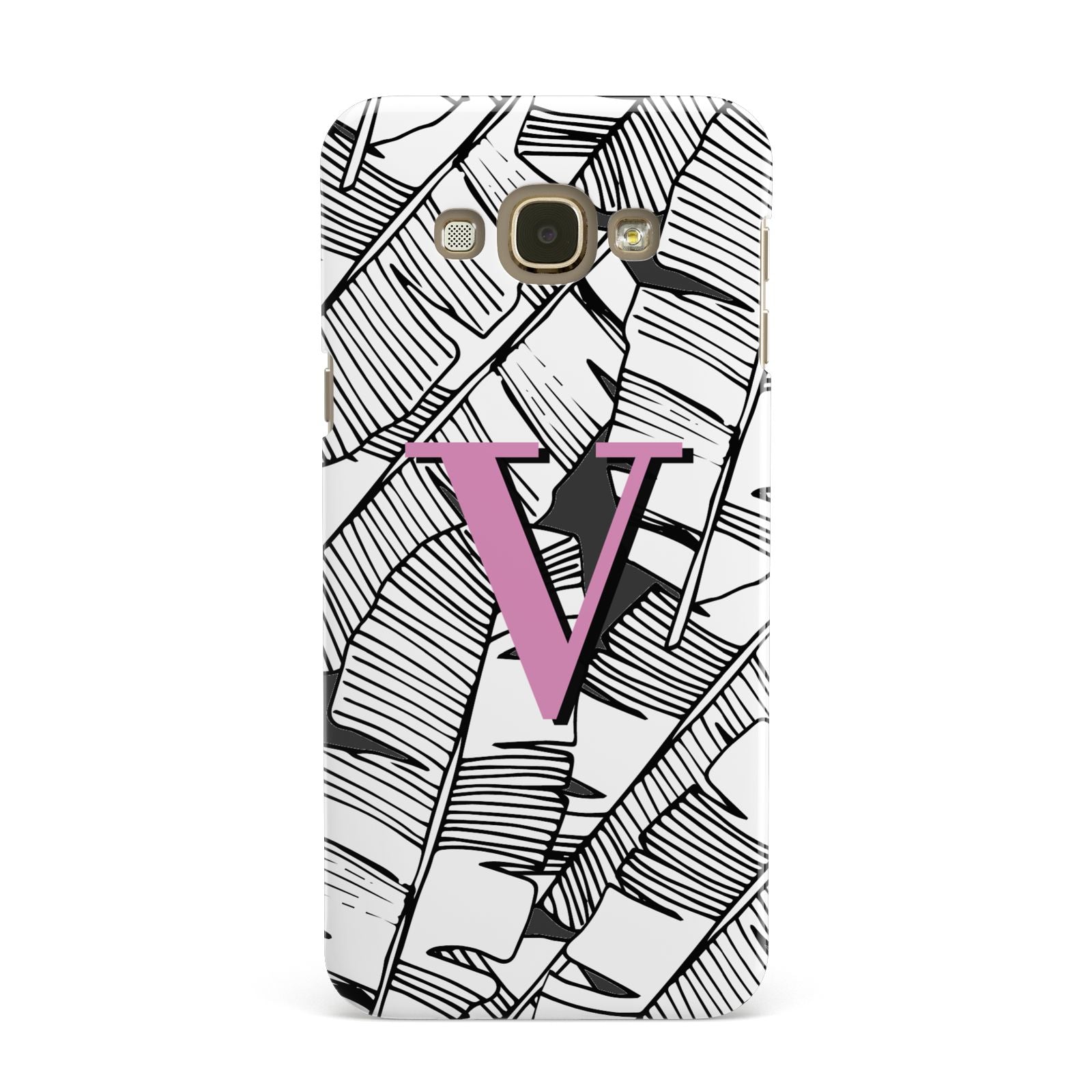 Personalised Monochrome Monstera Pink Initial Samsung Galaxy A8 Case