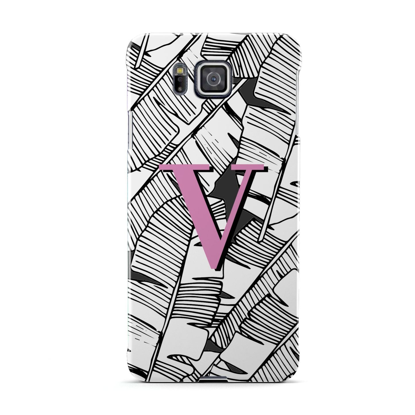 Personalised Monochrome Monstera Pink Initial Samsung Galaxy Alpha Case