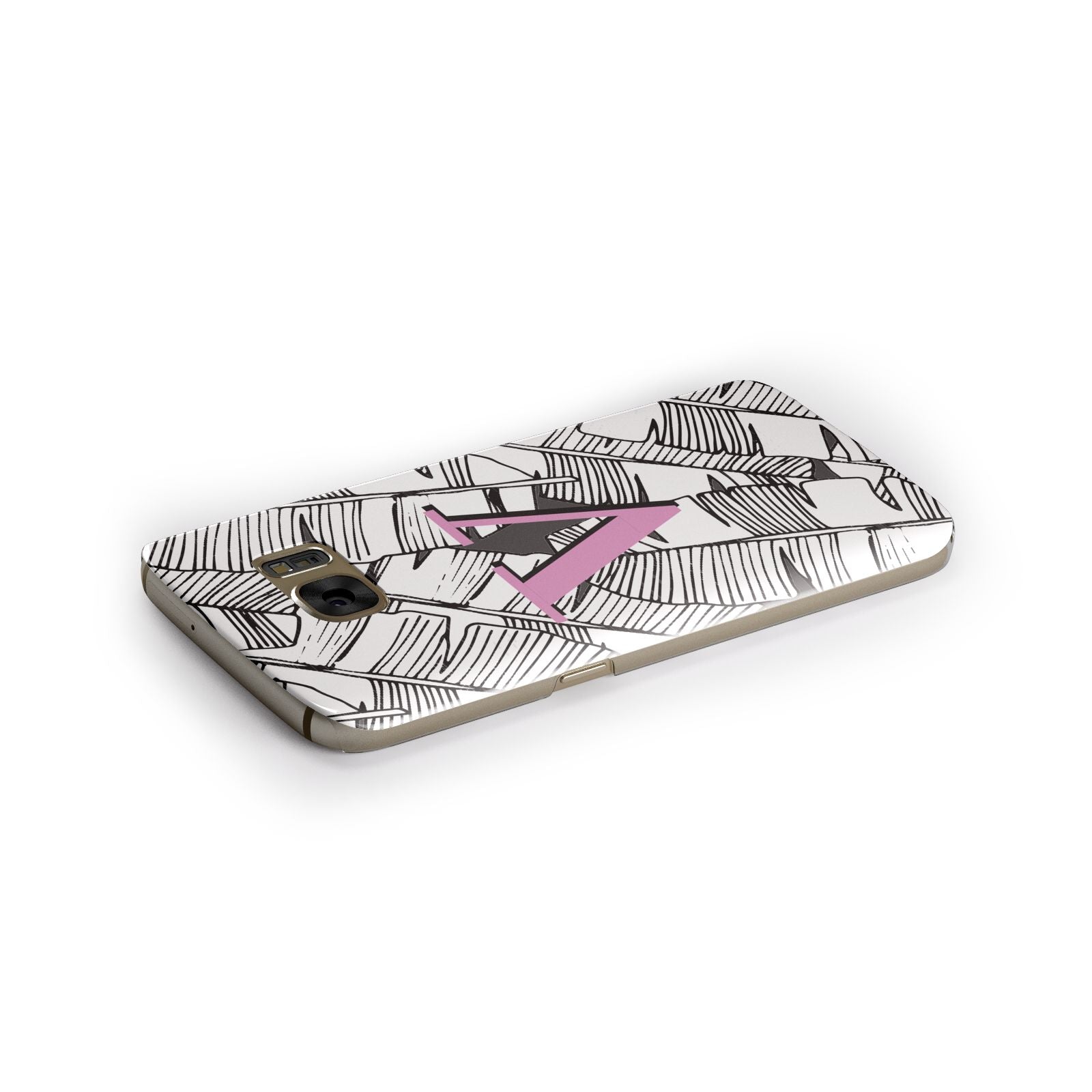 Personalised Monochrome Monstera Pink Initial Samsung Galaxy Case Side Close Up