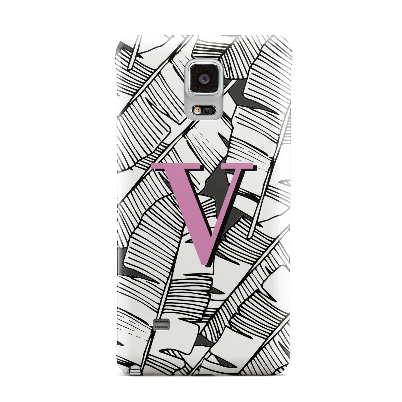 Personalised Monochrome Monstera Pink Initial Samsung Galaxy Note 4 Case