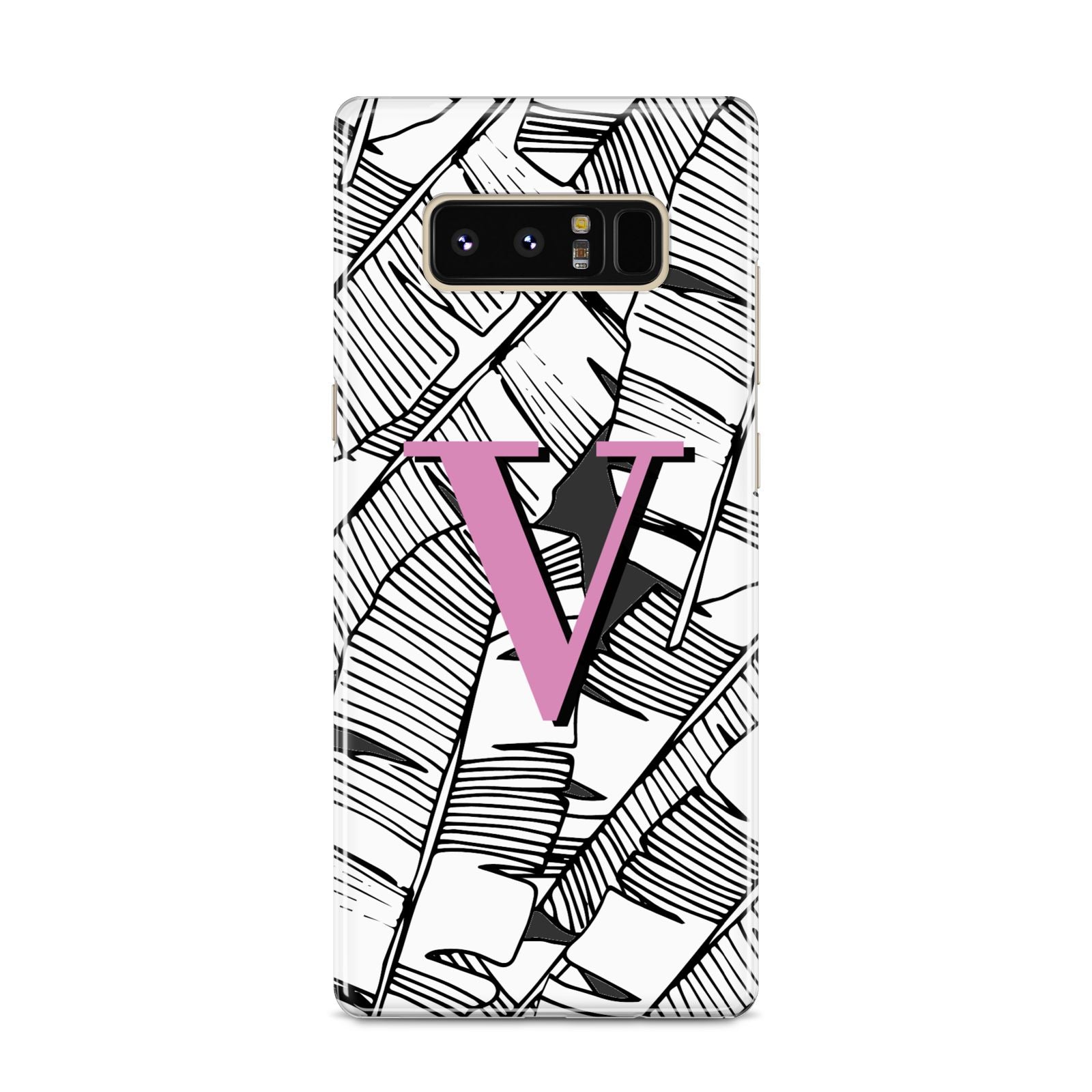 Personalised Monochrome Monstera Pink Initial Samsung Galaxy S8 Case