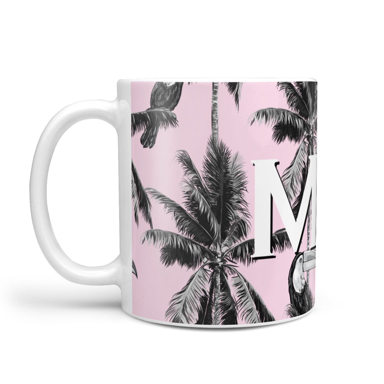Personalised Monochrome Pink Toucan 10oz Mug Alternative Image 1