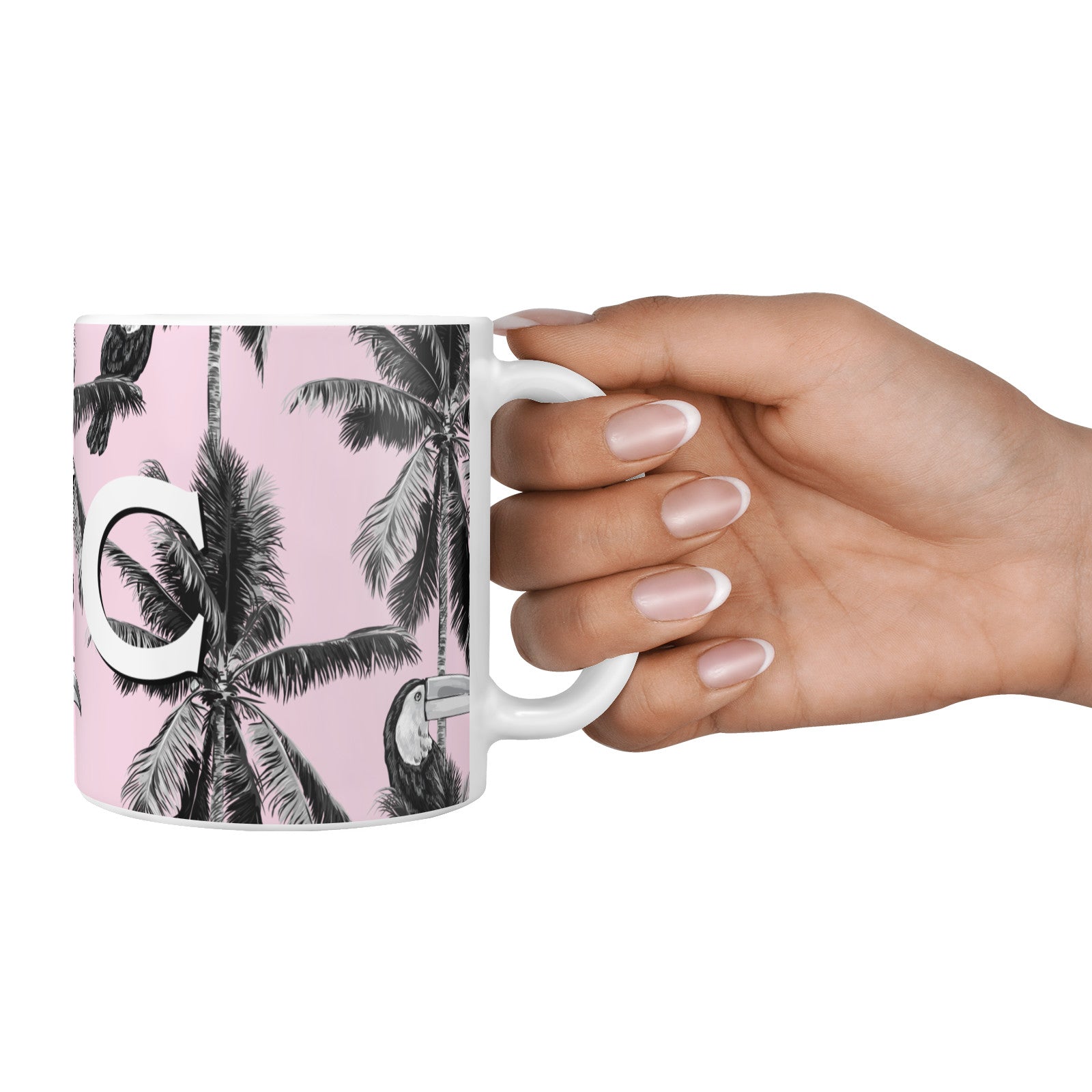 Personalised Monochrome Pink Toucan 10oz Mug Alternative Image 4