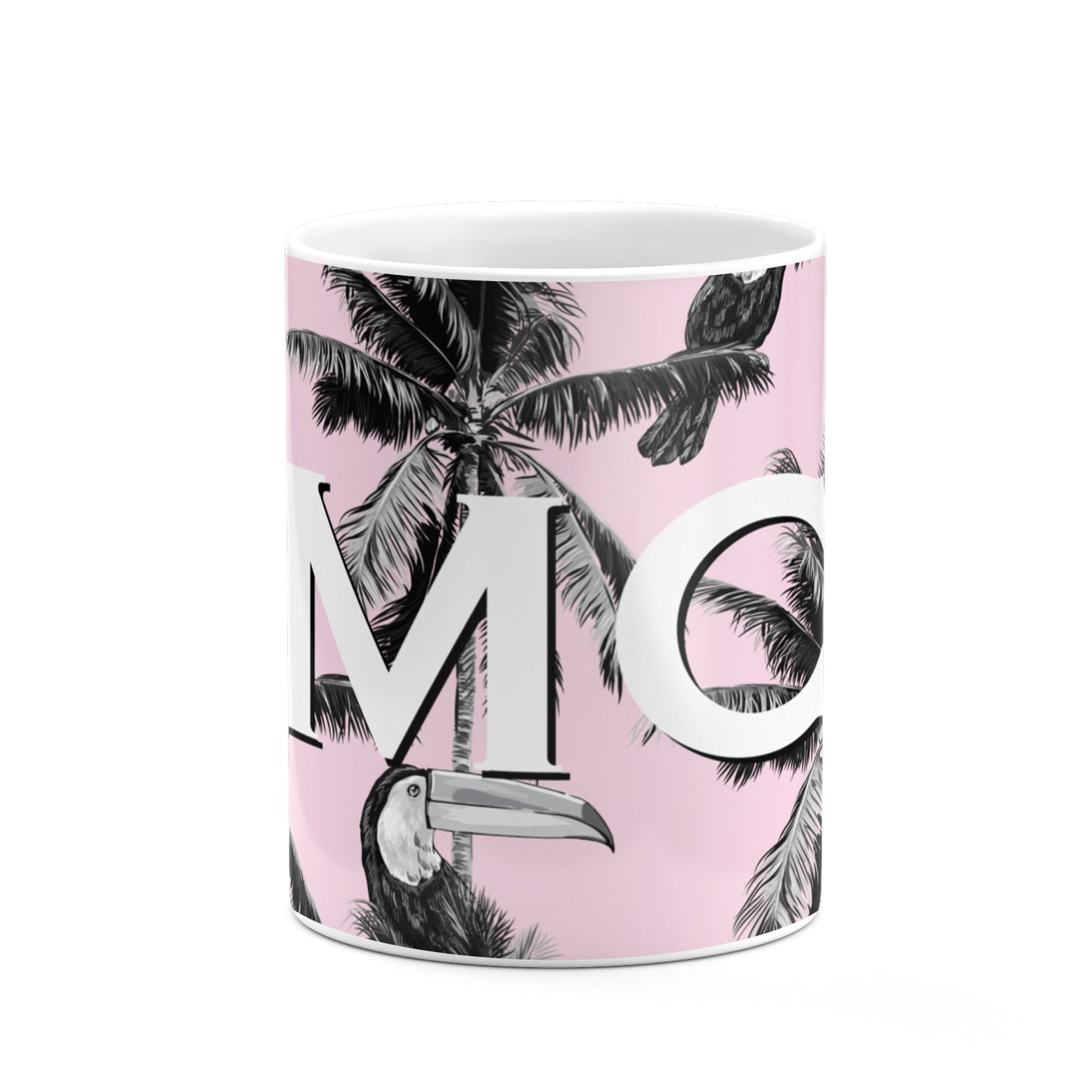 Personalised Monochrome Pink Toucan 10oz Mug Alternative Image 7