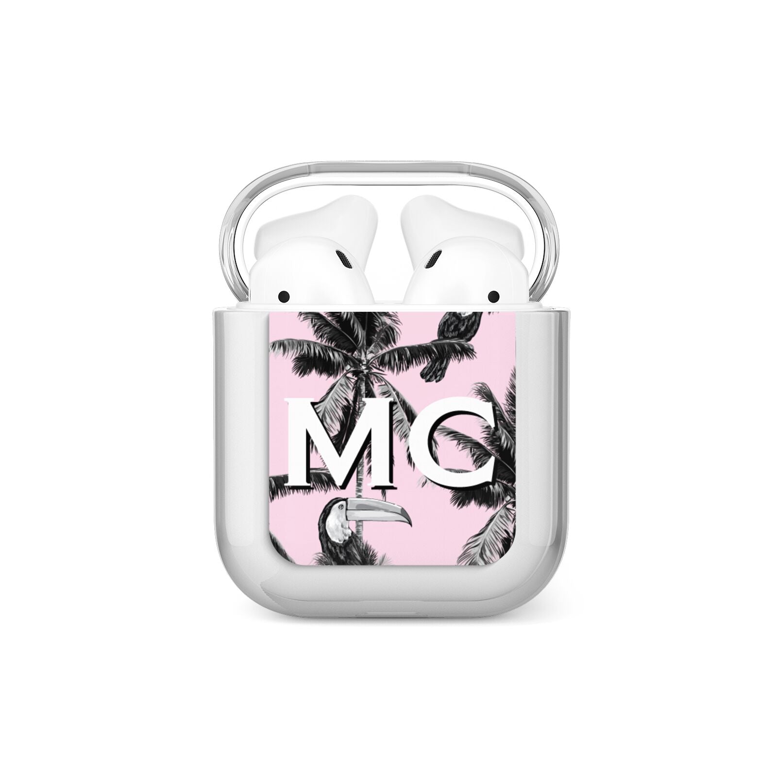 Personalised Monochrome Pink Toucan AirPods Case