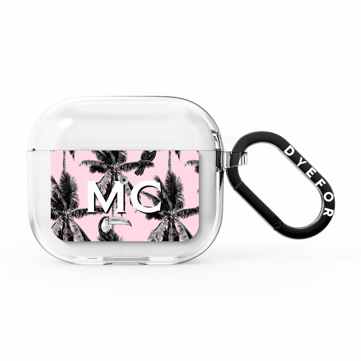 Personalised Monochrome Pink Toucan AirPods Clear Case 3rd Gen