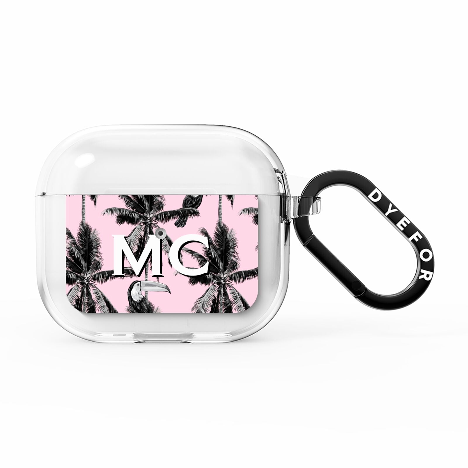 Personalised Monochrome Pink Toucan AirPods Clear Case 3rd Gen