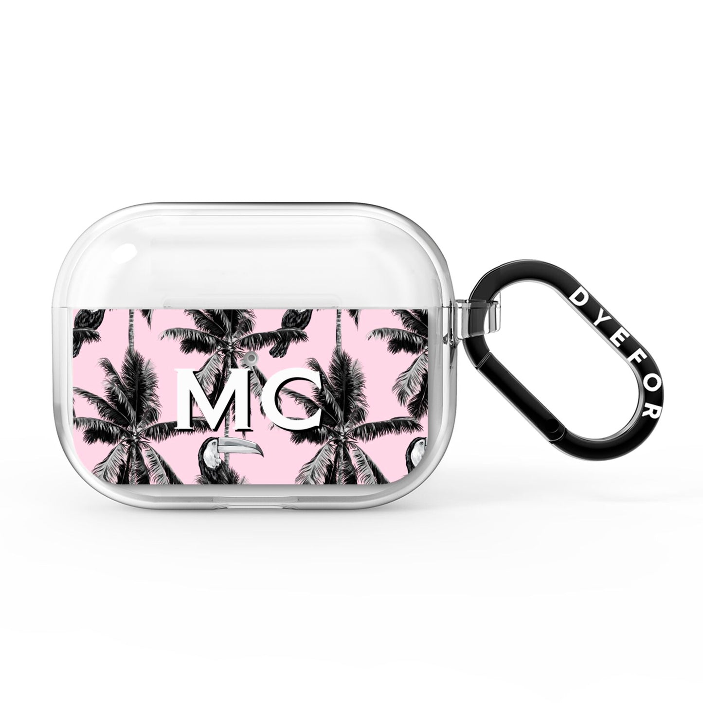 Personalised Monochrome Pink Toucan AirPods Pro Clear Case