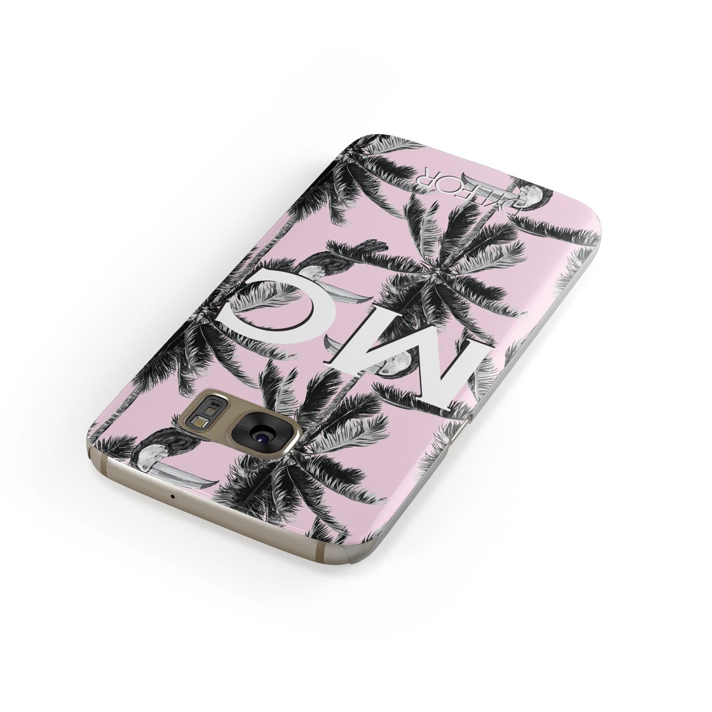 Personalised Monochrome Pink Toucan Samsung Galaxy Case Front Close Up