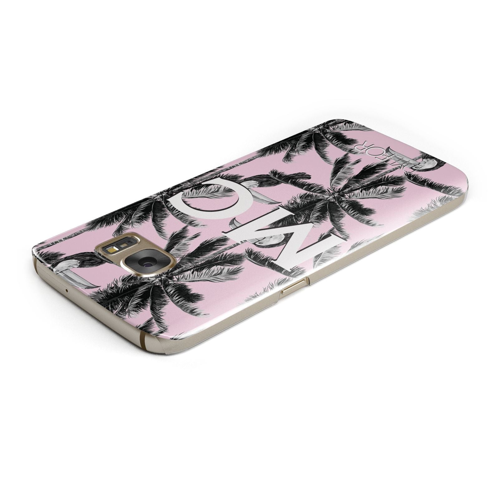 Personalised Monochrome Pink Toucan Samsung Galaxy Case Top Cutout