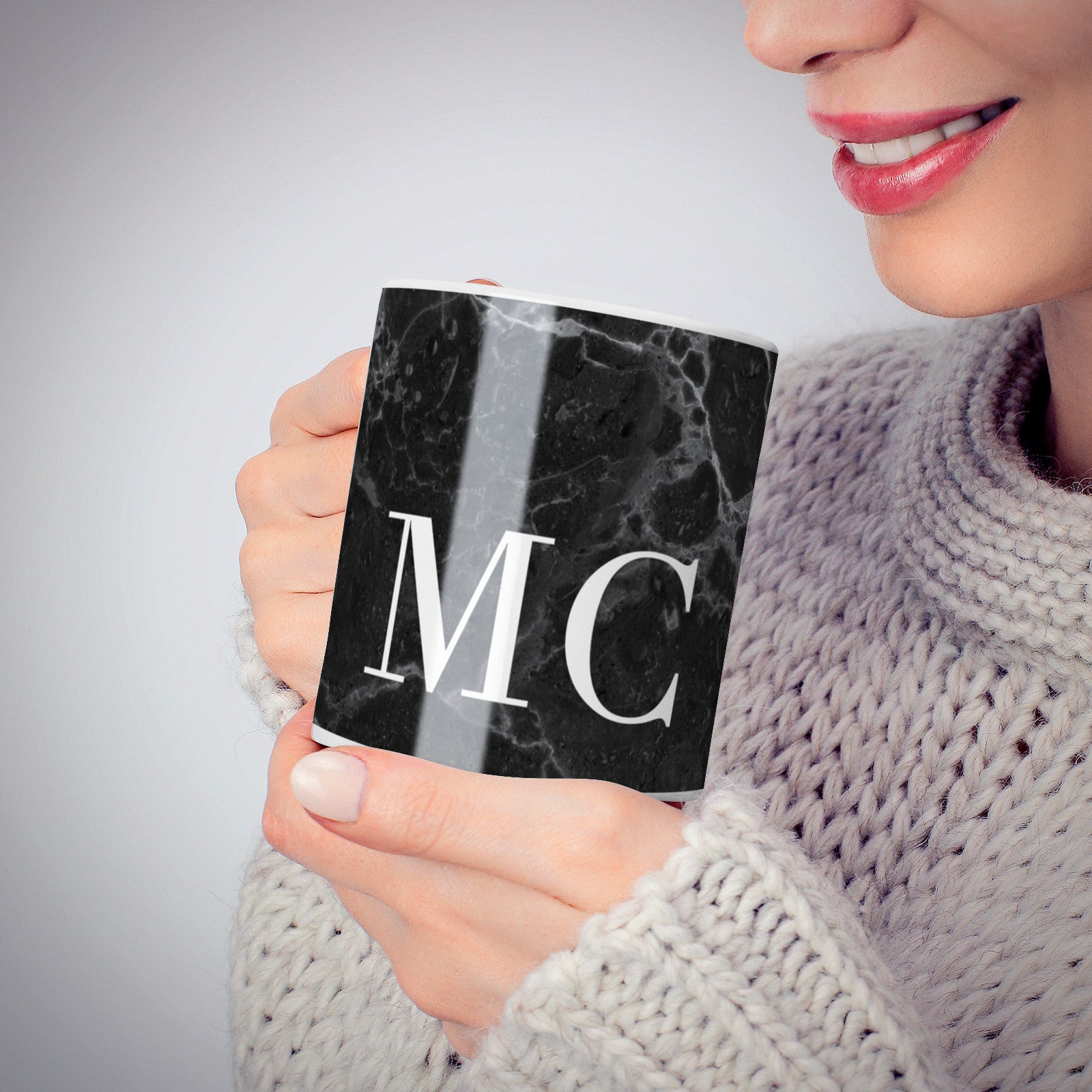 Personalised Monogram Black Marble 10oz Mug Alternative Image 6