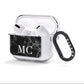 Personalised Monogram Black Marble AirPods Clear Case 3rd Gen Side Image
