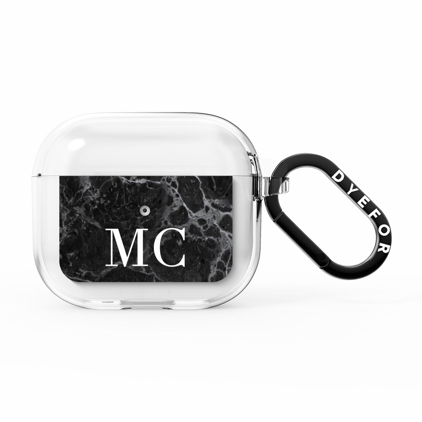 Personalised Monogram Black Marble AirPods Clear Case 3rd Gen