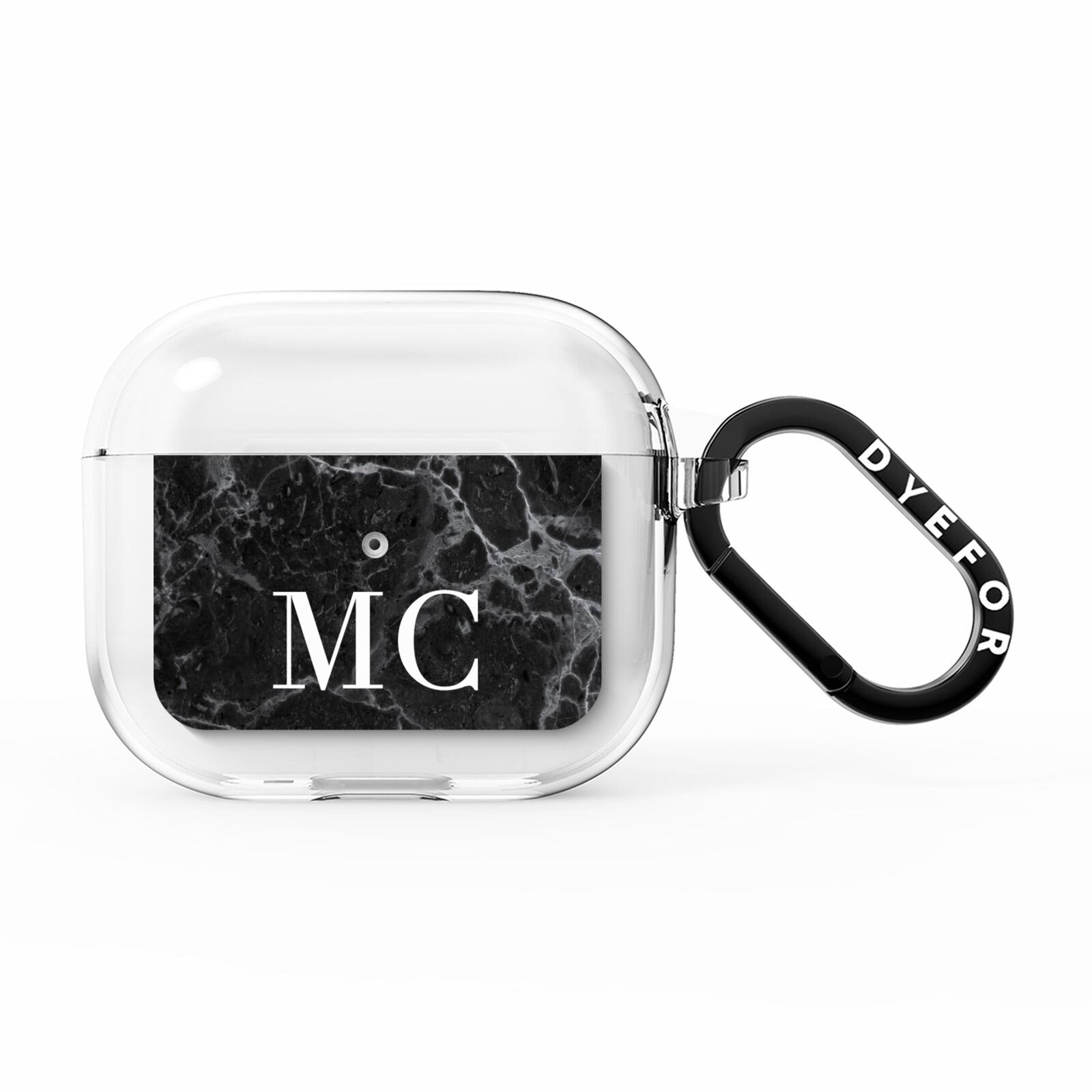 Personalised Monogram Black Marble AirPods Clear Case 3rd Gen