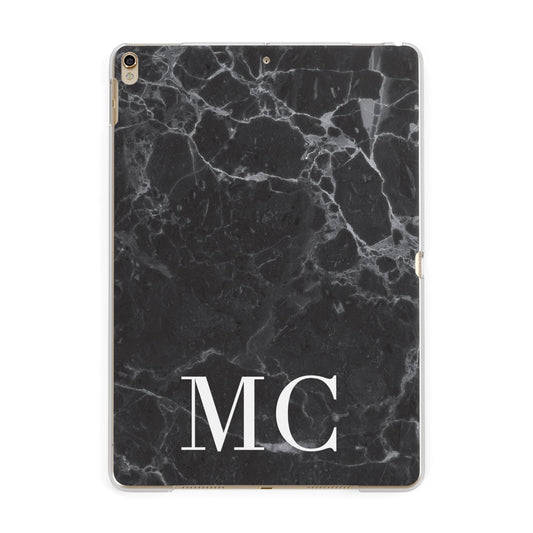 Personalised Monogram Black Marble Apple iPad Gold Case