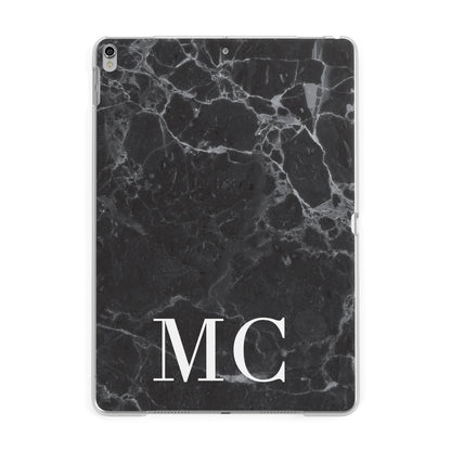 Personalised Monogram Black Marble Apple iPad Silver Case