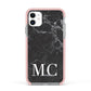 Personalised Monogram Black Marble Apple iPhone 11 in White with Pink Impact Case