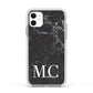 Personalised Monogram Black Marble Apple iPhone 11 in White with White Impact Case