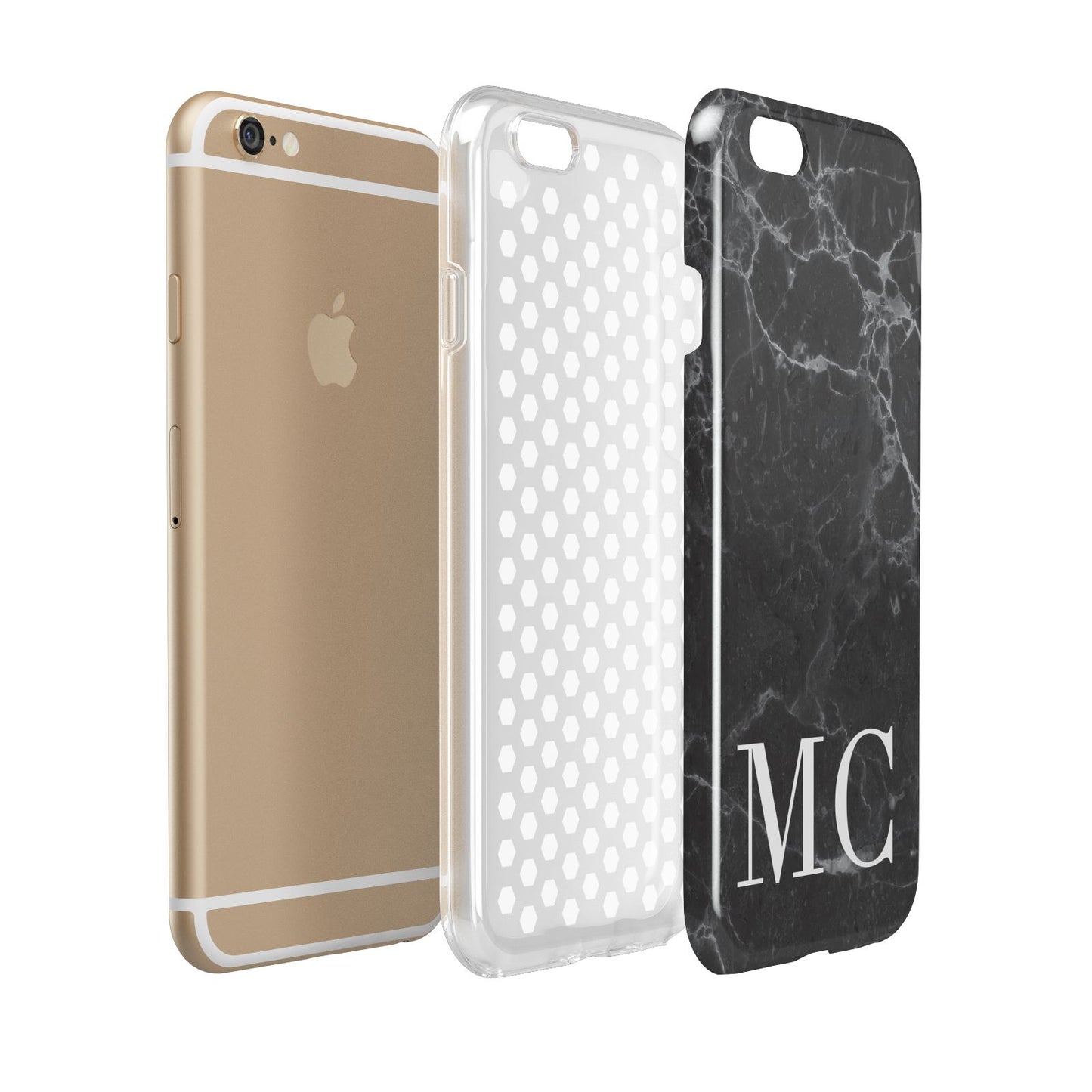 Personalised Monogram Black Marble Apple iPhone 6 3D Tough Case Expanded view