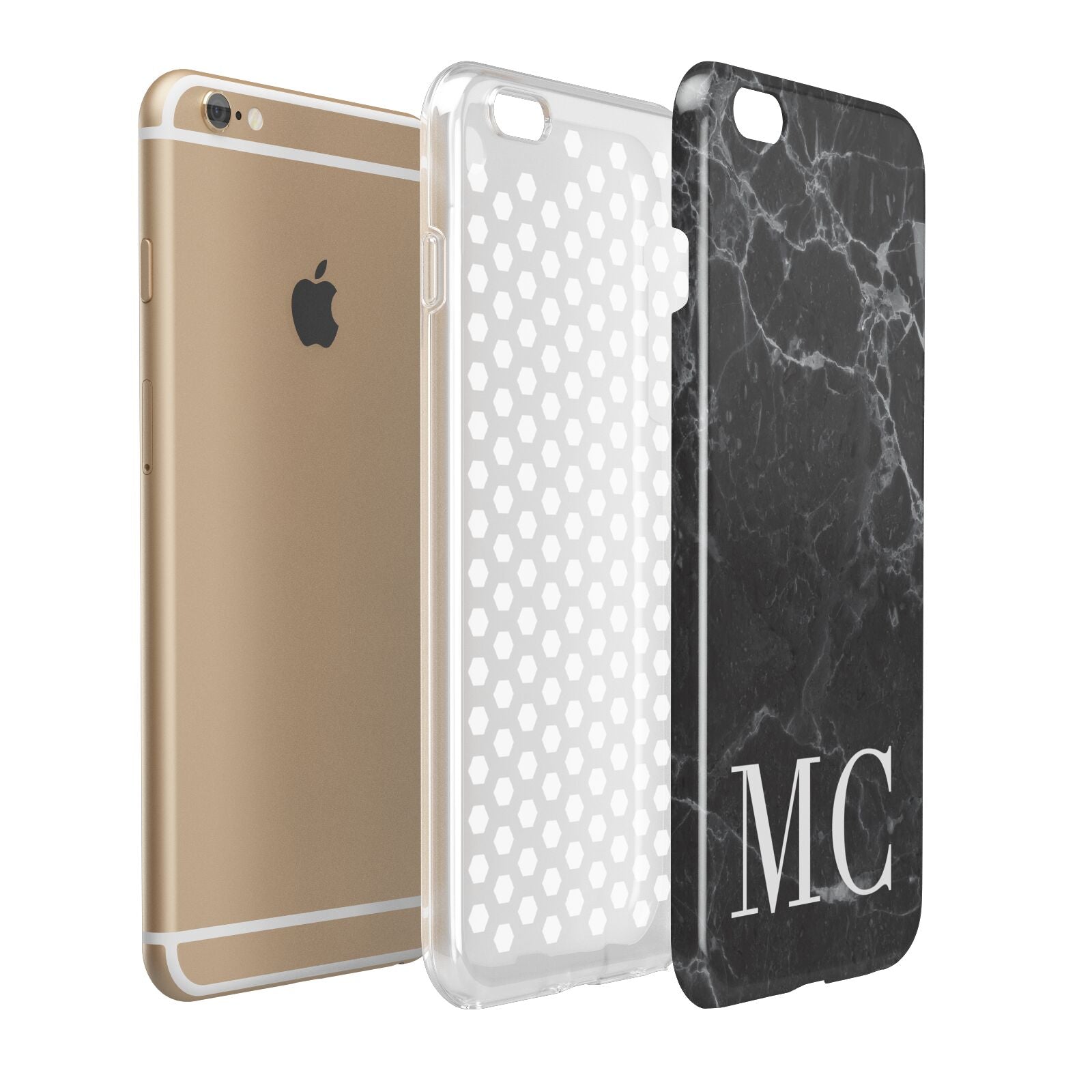 Personalised Monogram Black Marble Apple iPhone 6 Plus 3D Tough Case Expand Detail Image