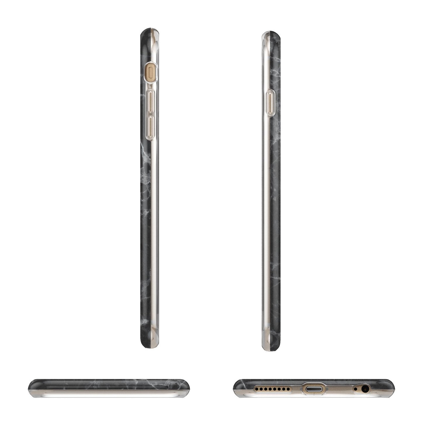 Personalised Monogram Black Marble Apple iPhone 6 Plus 3D Wrap Tough Case Alternative Image Angles
