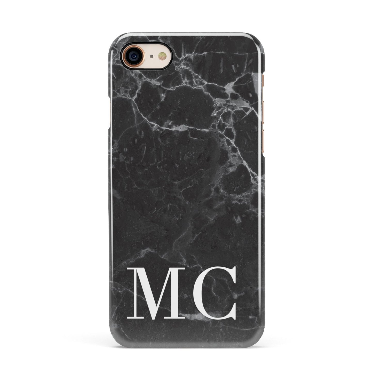 Personalised Monogram Black Marble Apple iPhone 7 8 3D Snap Case