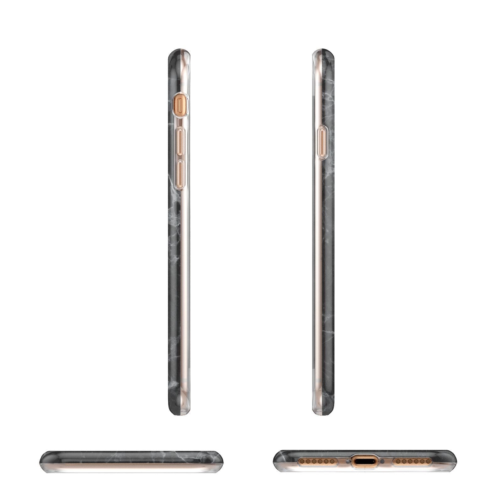 Personalised Monogram Black Marble Apple iPhone 7 8 3D Wrap Tough Case Alternative Image Angles