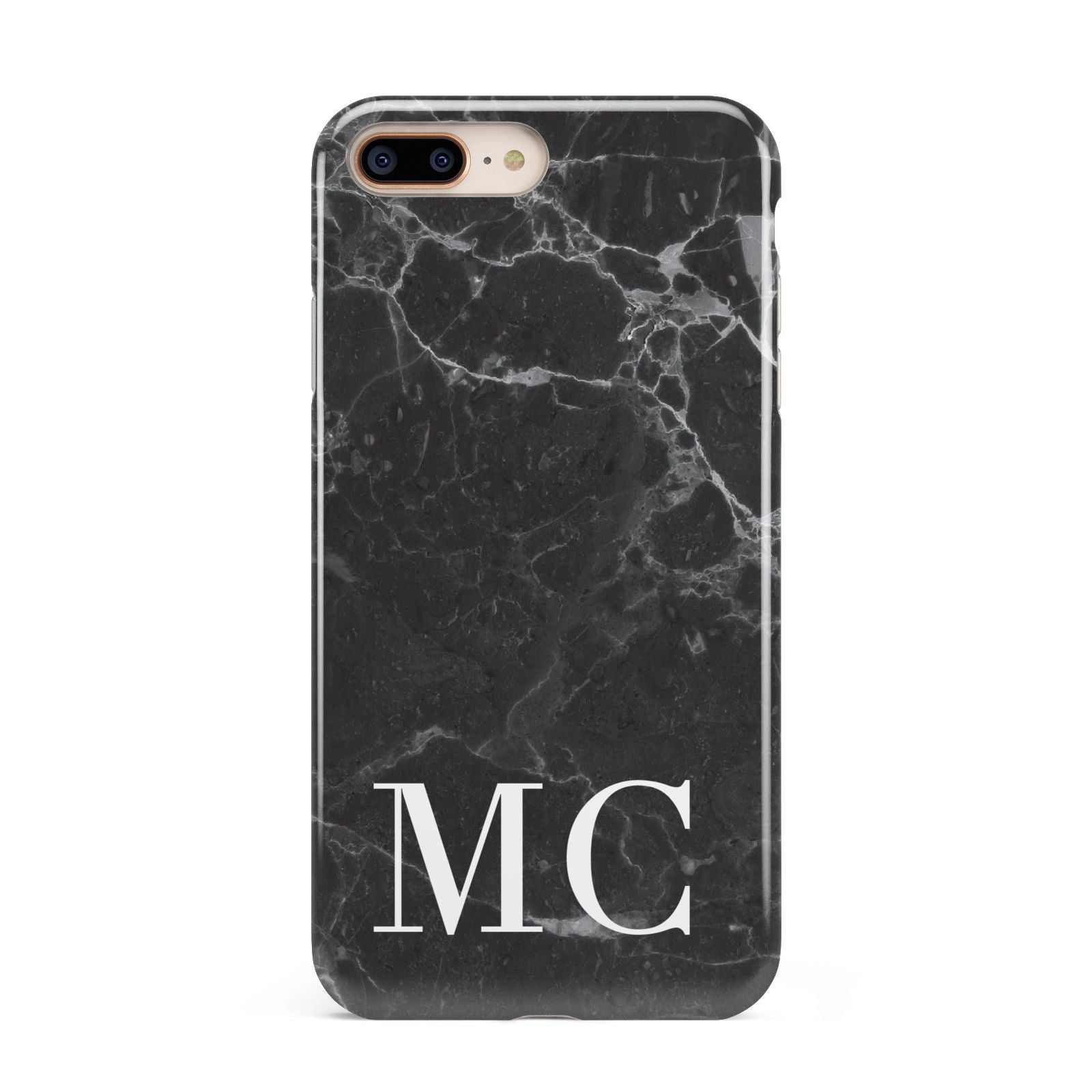 Personalised Monogram Black Marble Apple iPhone 7 8 Plus 3D Tough Case