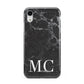 Personalised Monogram Black Marble Apple iPhone XR White 3D Tough Case