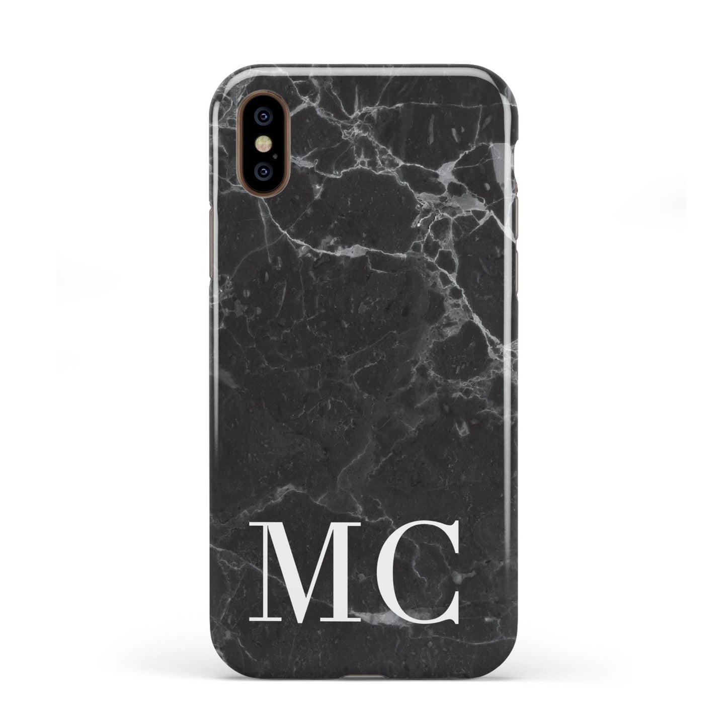 Personalised Monogram Black Marble Apple iPhone XS 3D Tough