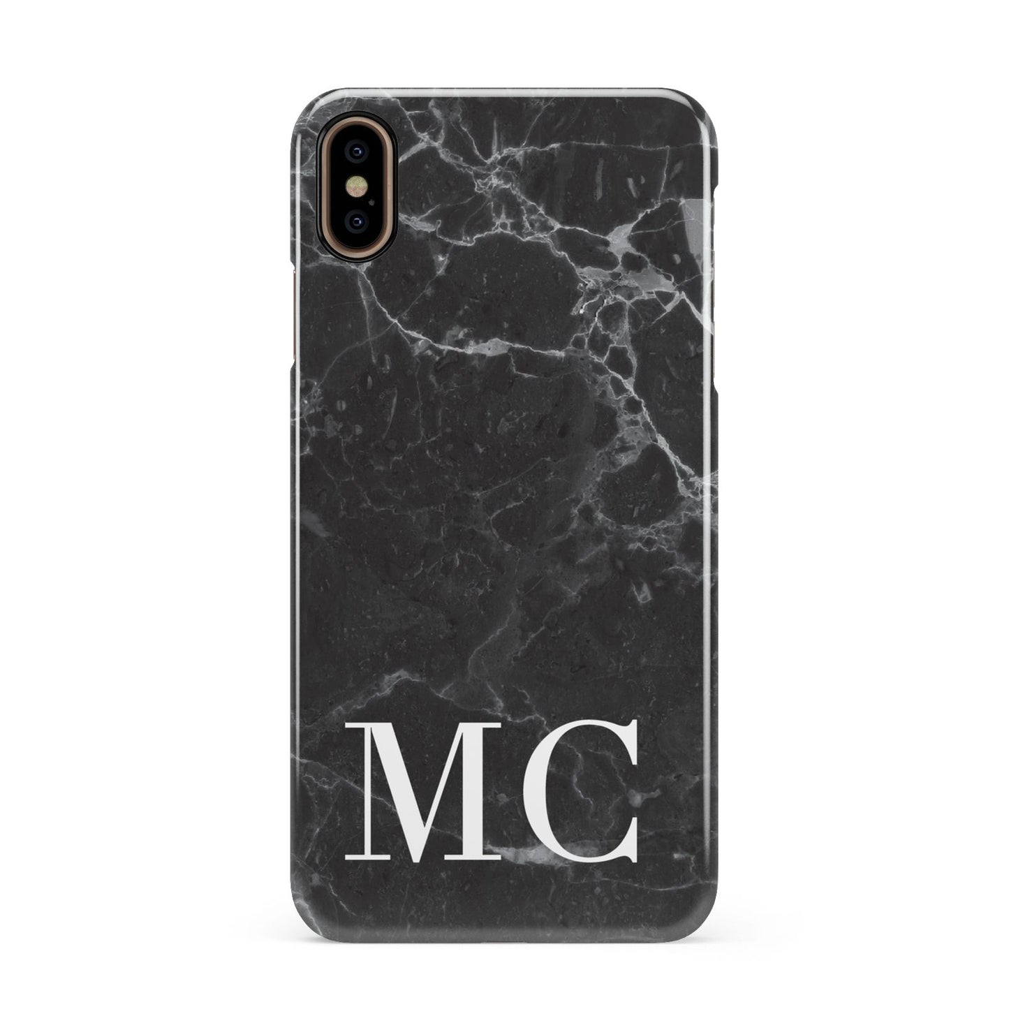 Personalised Monogram Black Marble Apple iPhone Xs Max 3D Snap Case
