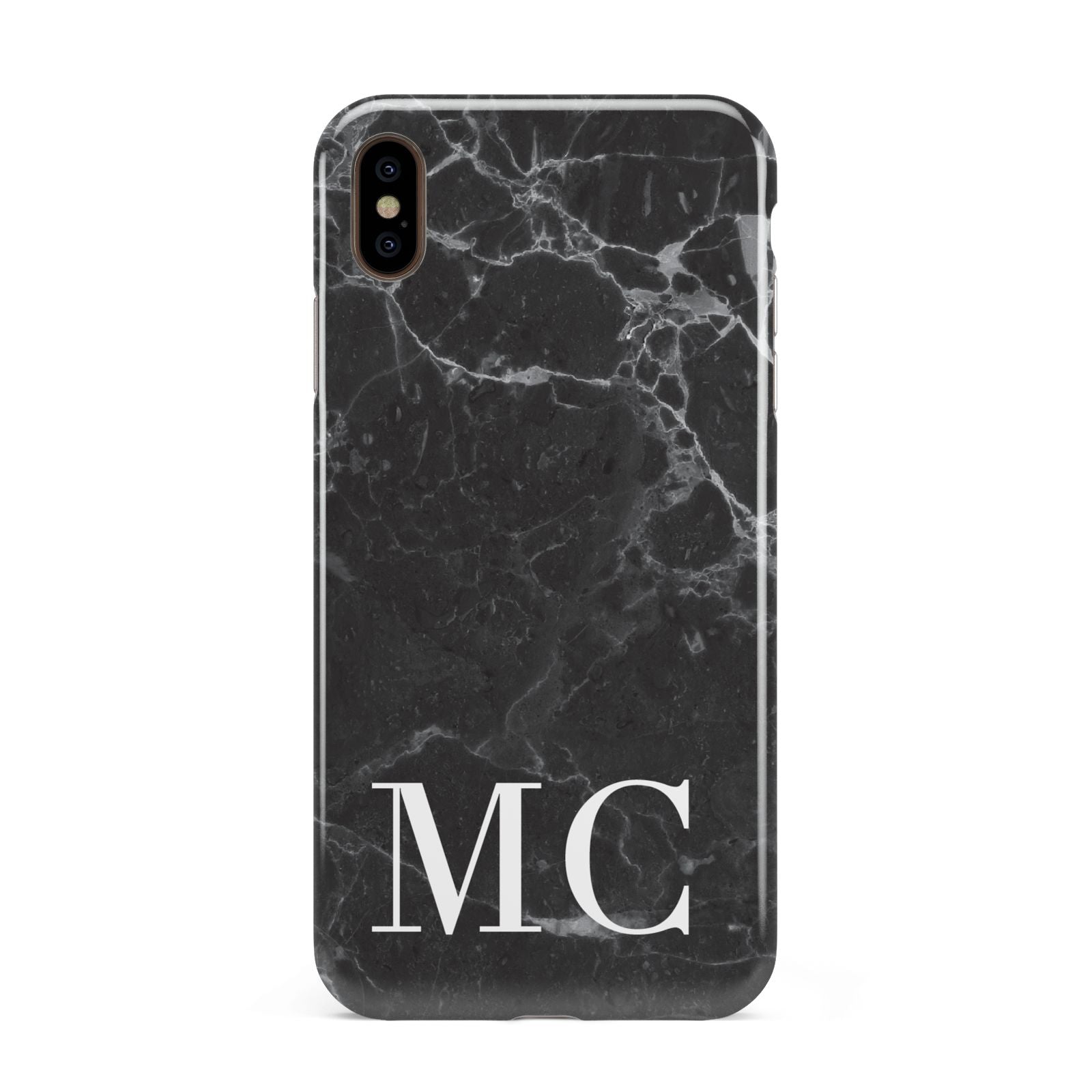 Personalised Monogram Black Marble Apple iPhone Xs Max 3D Tough Case