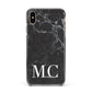 Personalised Monogram Black Marble Apple iPhone Xs Max Impact Case Black Edge on Gold Phone