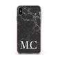 Personalised Monogram Black Marble Apple iPhone Xs Max Impact Case Pink Edge on Black Phone