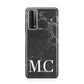Personalised Monogram Black Marble Huawei P Smart 2021