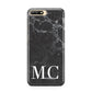 Personalised Monogram Black Marble Huawei Y6 2018