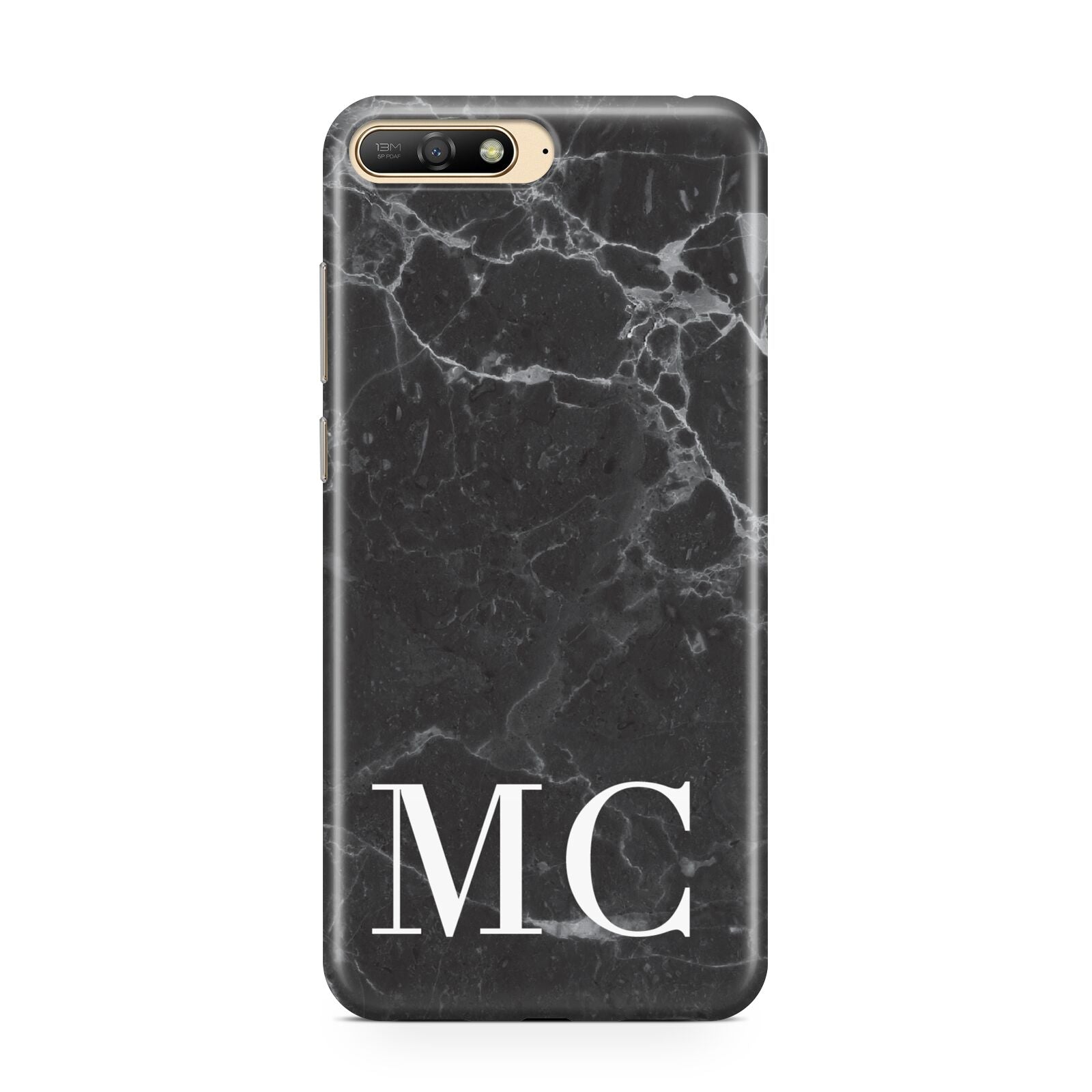 Personalised Monogram Black Marble Huawei Y6 2018
