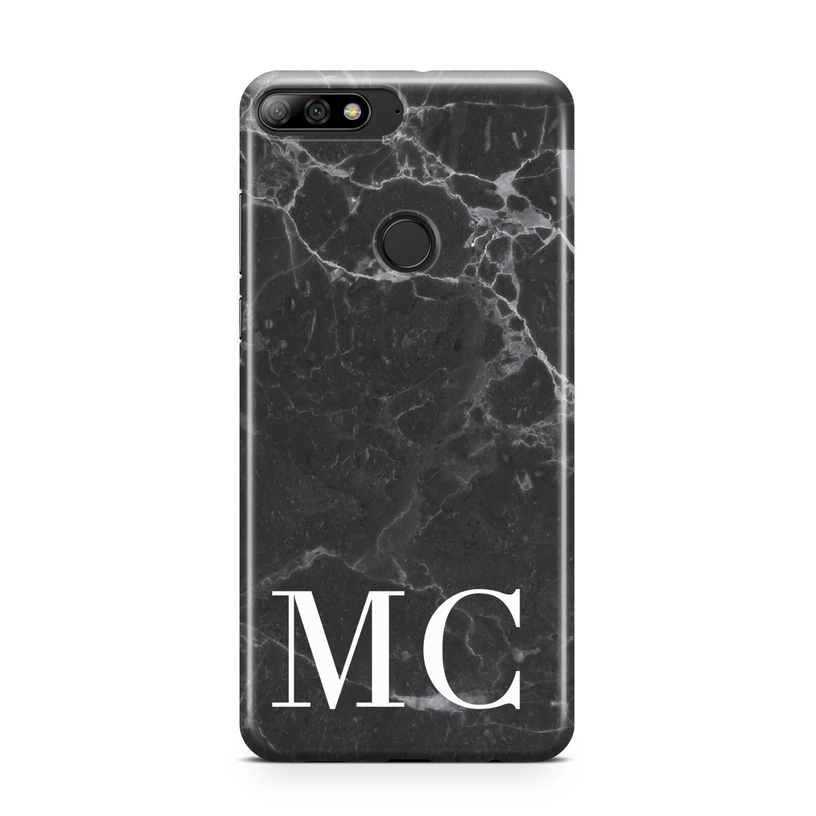 Personalised Monogram Black Marble Huawei Y7 2018