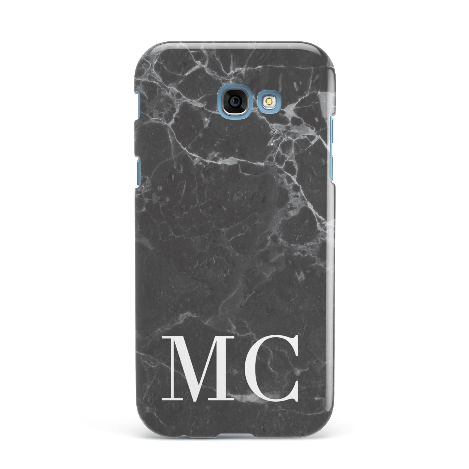 Personalised Monogram Black Marble Samsung Galaxy A7 2017 Case